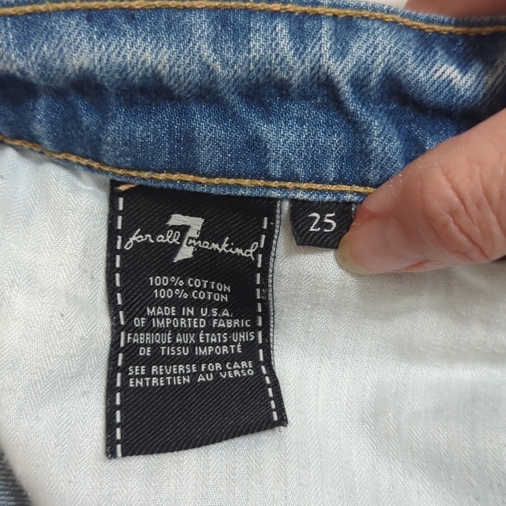 7 for All Mankind Distressed Denim Shorts, Color Blue Size 25 - Picture 15 of 15